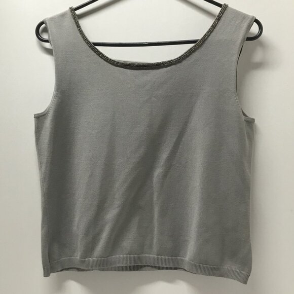 Talbots Petites Gray Beaded Silk Blend Twinset - Picture 13 of 16